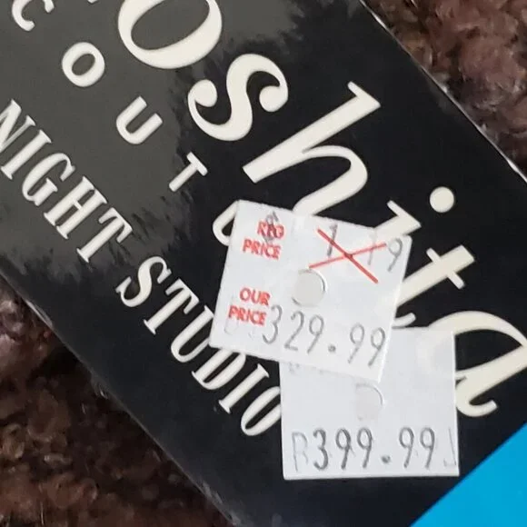 Vintage Moshita Couture 2 Piece Brown Outfit w/Faux Fur Collar and Trim, Size 16 - Picture 13 of 16